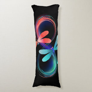 Infinity with glowing dragonflies body pillow