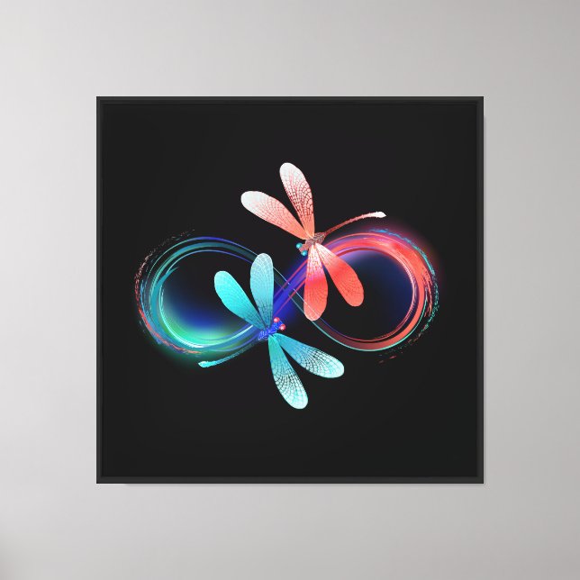 Infinity with glowing dragonflies canvas print (Front)