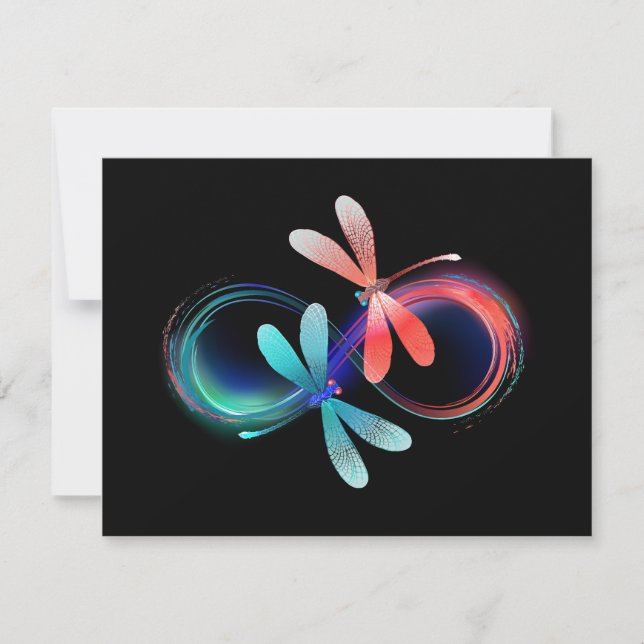 Infinity with glowing dragonflies card (Front)