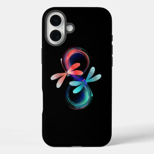 Infinity with glowing dragonflies iPhone 16 plus case