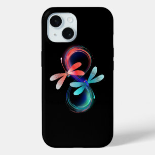 Infinity with glowing dragonflies iPhone 15 case