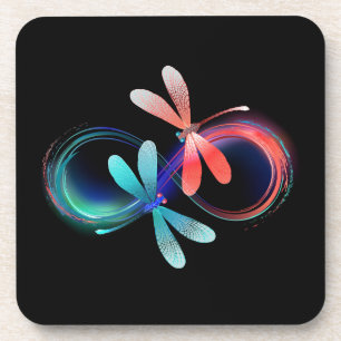 Infinity with glowing dragonflies coaster