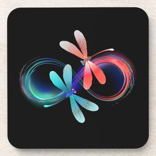 Infinity with glowing dragonflies coaster (Front)