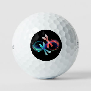 Infinity with glowing dragonflies golf balls