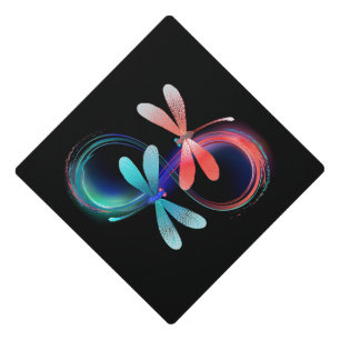 Infinity with glowing dragonflies graduation cap topper