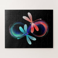 Infinity with glowing dragonflies