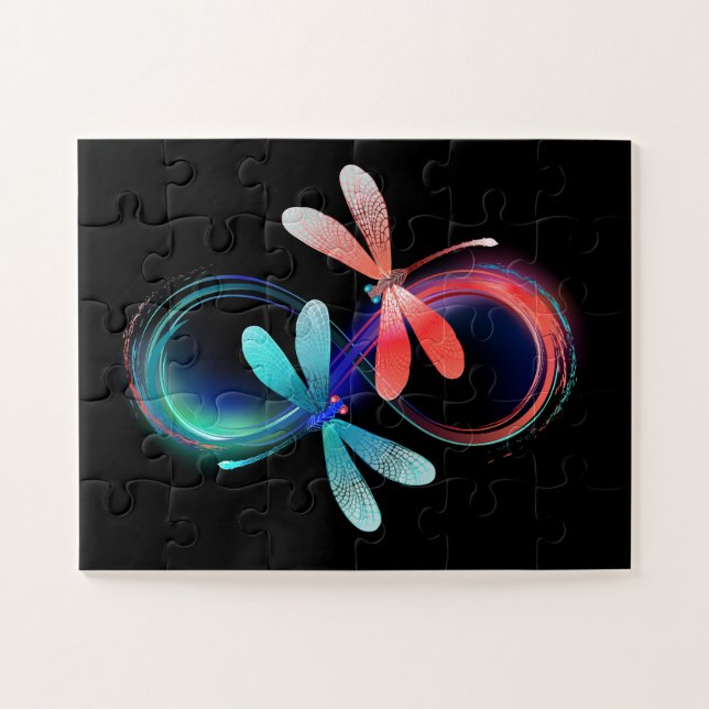 Infinity with glowing dragonflies jigsaw puzzle (Horizontal)