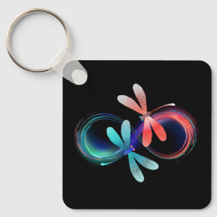 Infinity with glowing dragonflies keychain