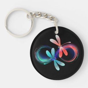 Infinity with glowing dragonflies keychain