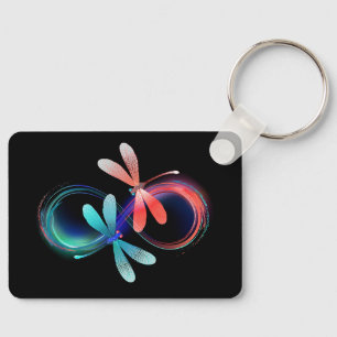 Infinity with glowing dragonflies keychain