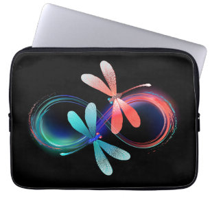 Infinity with glowing dragonflies laptop sleeve