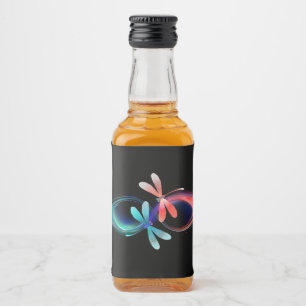 Infinity with glowing dragonflies liquor bottle label