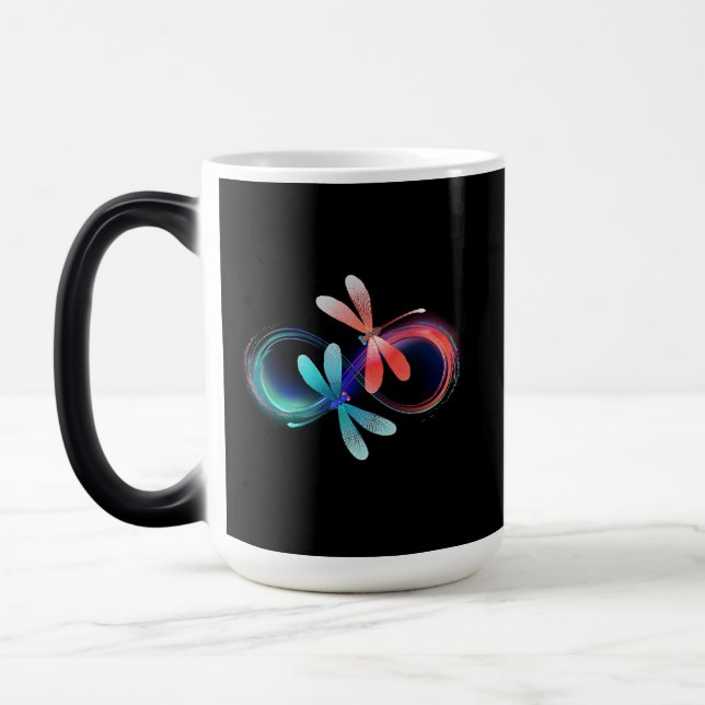 Infinity with glowing dragonflies magic mug (Left)