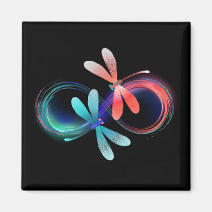 Infinity with glowing dragonflies magnet