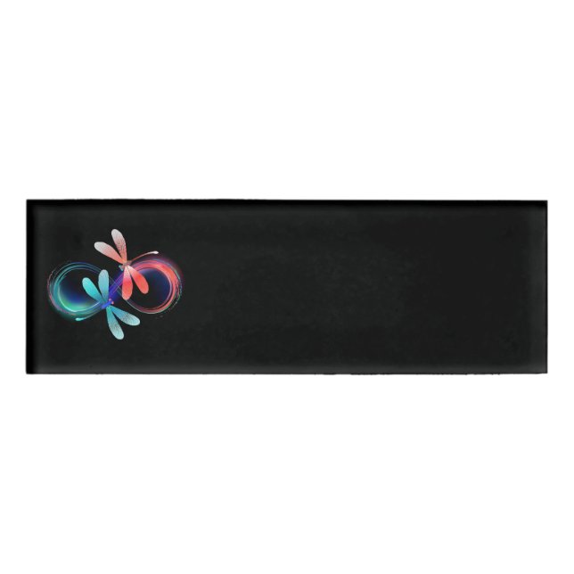 Infinity with glowing dragonflies name tag (Front)