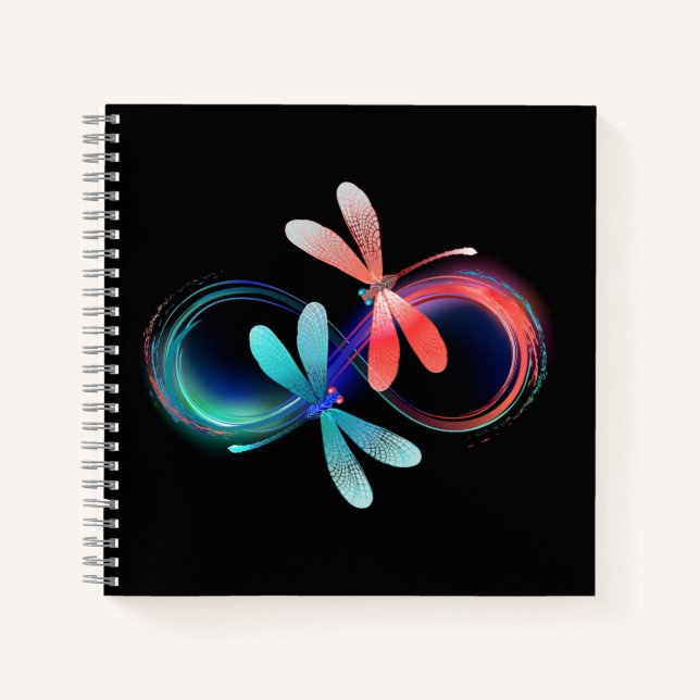 Infinity with glowing dragonflies notebook (Front)