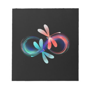 Infinity with glowing dragonflies notepad
