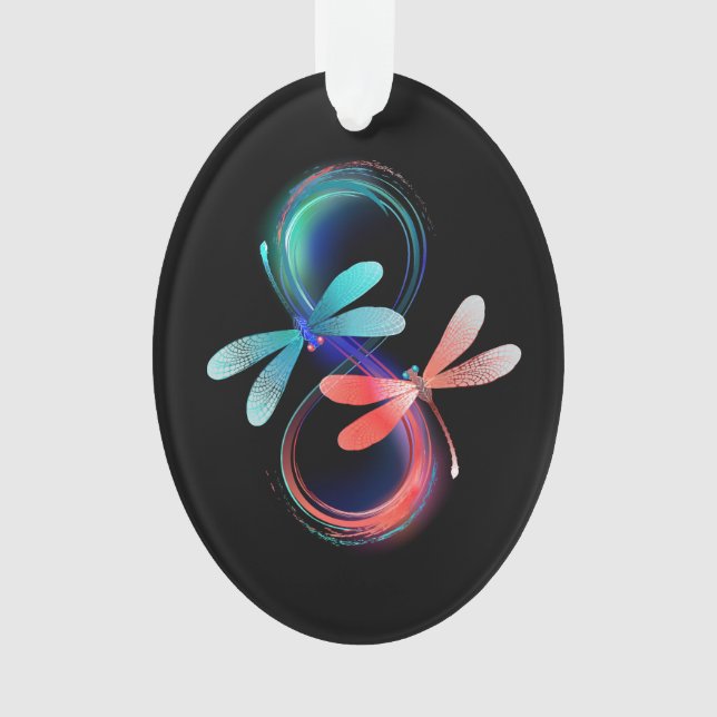 Infinity with glowing dragonflies ornament (Front)