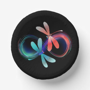 Infinity with glowing dragonflies paper plate