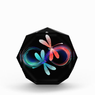 Infinity with glowing dragonflies photo block