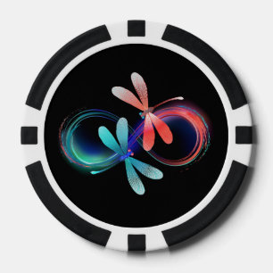 Infinity with glowing dragonflies poker chips