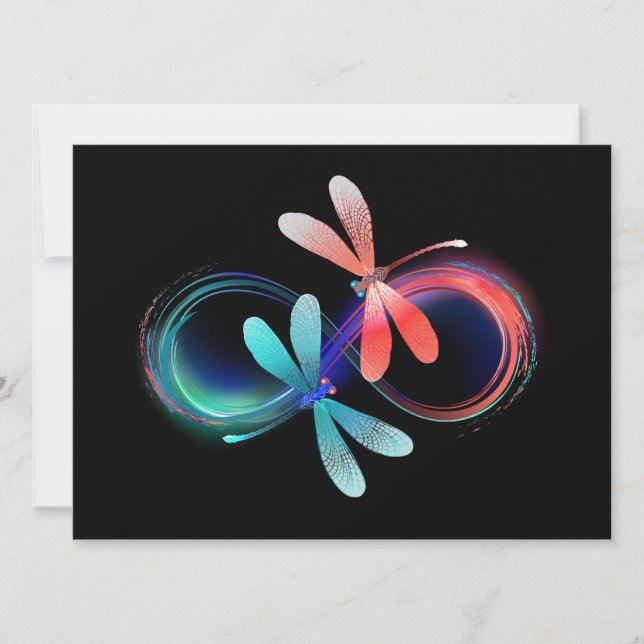 Infinity with glowing dragonflies save the date (Front)