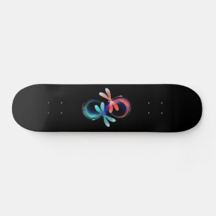 Infinity with glowing dragonflies skateboard