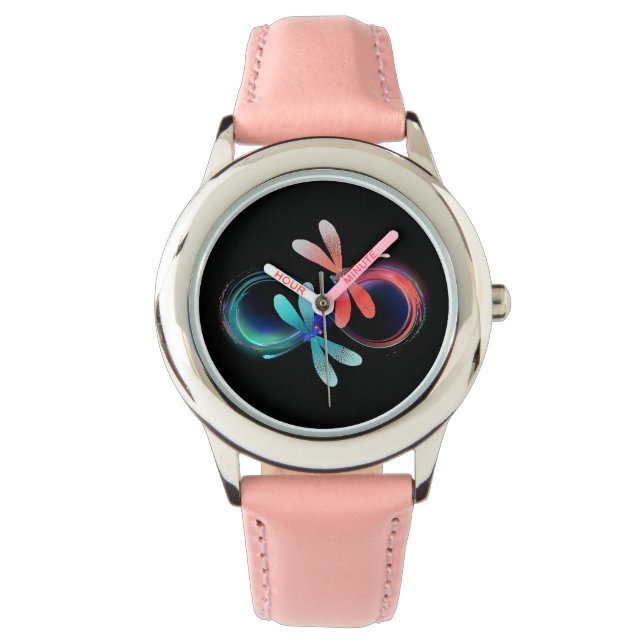 Infinity with glowing dragonflies watch (Front)