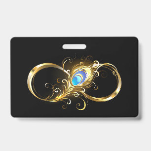 Infinity with Golden Peacock Feather Badge