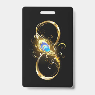 Infinity with Golden Peacock Feather Badge