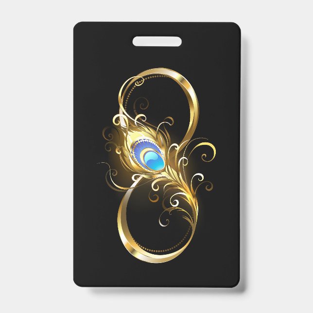 Infinity with Golden Peacock Feather Badge (Front)