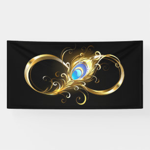 Infinity with Golden Peacock Feather Banner
