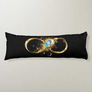 Infinity with Golden Peacock Feather Body Pillow