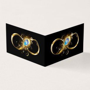 Infinity with Golden Peacock Feather Business Card