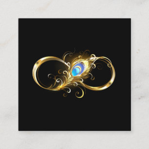 Infinity with Golden Peacock Feather Calling Card
