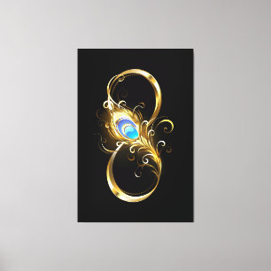 Infinity with Golden Peacock Feather Canvas Print