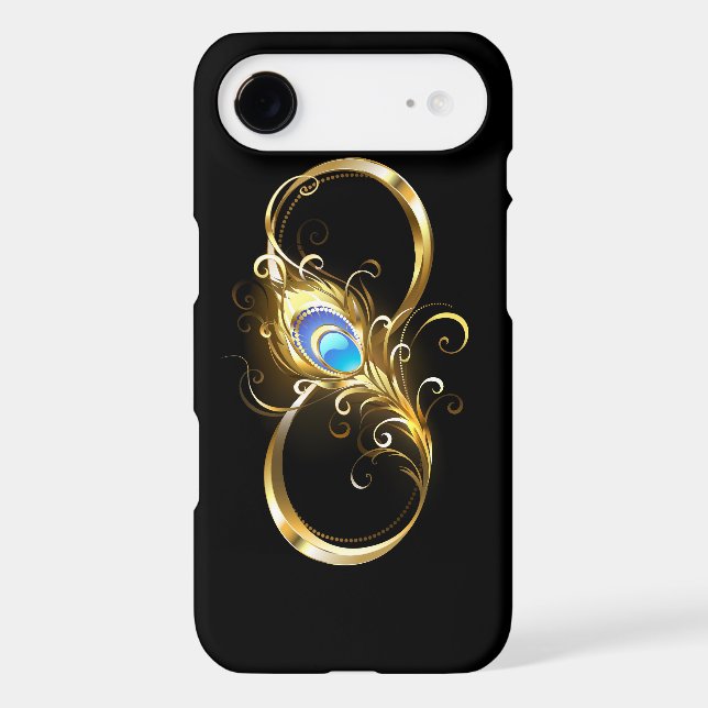 Infinity with Golden Peacock Feather Case-Mate iPhone Case (Back)