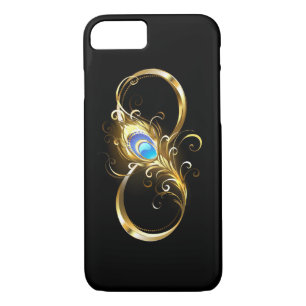 Infinity with Golden Peacock Feather Case-Mate iPhone Case