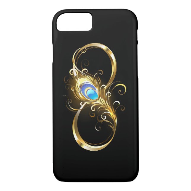 Infinity with Golden Peacock Feather Case-Mate iPhone Case (Back)
