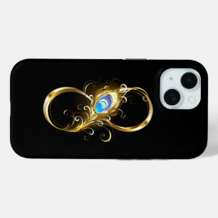 Infinity with Golden Peacock Feather iPhone 15 Case