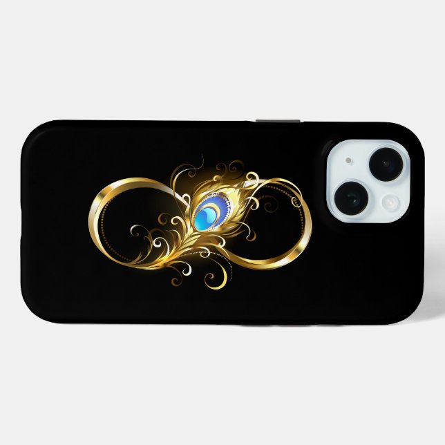 Infinity with Golden Peacock Feather Case-Mate iPhone Case (Back (Horizontal))