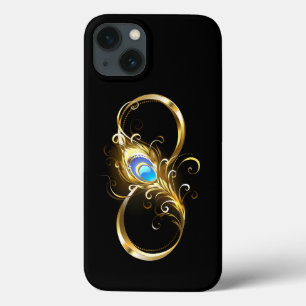 Infinity with Golden Peacock Feather iPhone 13 Case