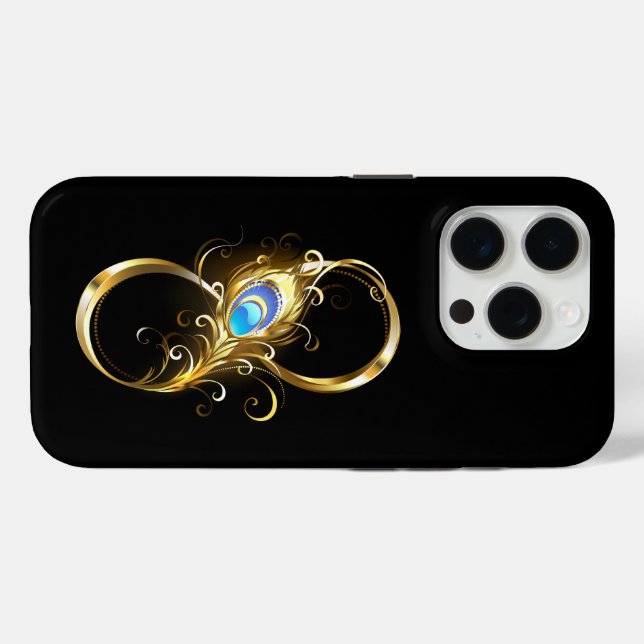 Infinity with Golden Peacock Feather Case-Mate iPhone Case (Back (Horizontal))