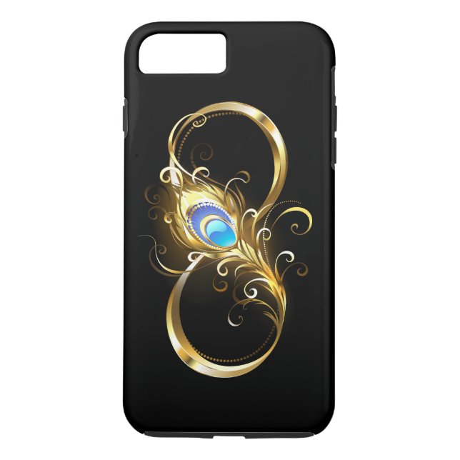 Infinity with Golden Peacock Feather Case-Mate iPhone Case (Back)