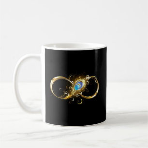 Infinity with Golden Peacock Feather Coffee Mug