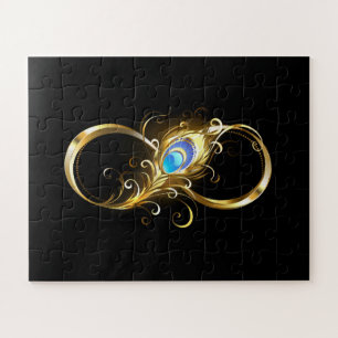 Infinity with Golden Peacock Feather Jigsaw Puzzle