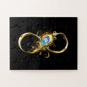 Infinity with Golden Peacock Feather Jigsaw Puzzle