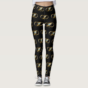 Infinity with Golden Peacock Feather Leggings