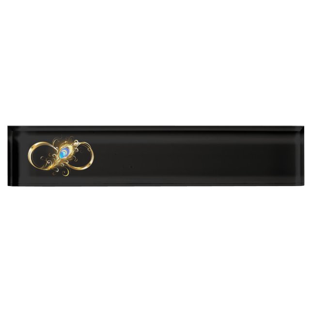 Infinity with Golden Peacock Feather Nameplate (Front)