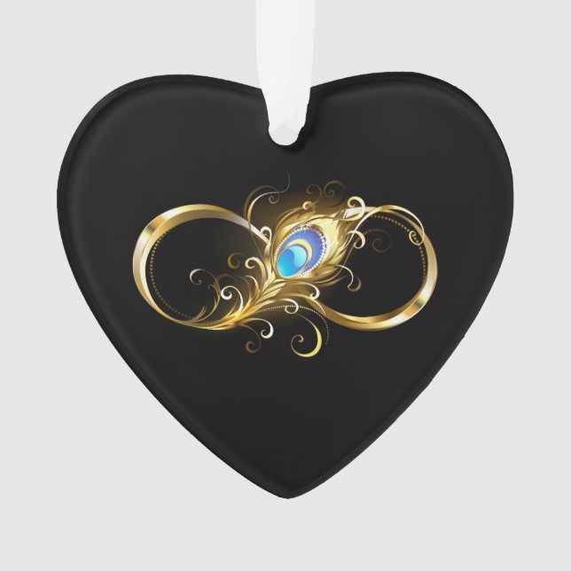 Infinity with Golden Peacock Feather Ornament (Front)